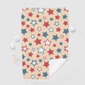 Red and Blue Stars, 4th of July, Beige Background Golfhanddoek (Insitu)