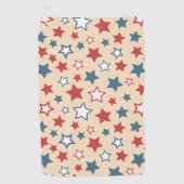 Red and Blue Stars, 4th of July, Beige Background Golfhanddoek (Voorkant)