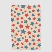 Red and Blue Stars, 4th of July, Beige Background Golfhanddoek (Voorkant)