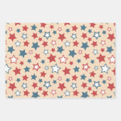 Red and Blue Stars, 4th of July, Beige Background Inpakpapier Vel (Voorkant)