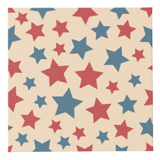 Red and Blue Stars, 4th of July, Beige Background Kubus (Rechts)
