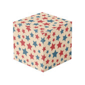Red and Blue Stars, 4th of July, Beige Background Kubus (Achter hoekig)