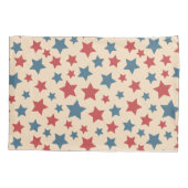 Red and Blue Stars, 4th of July, Beige Background Kussensloop (Achterkant)