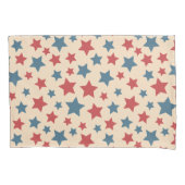 Red and Blue Stars, 4th of July, Beige Background Kussensloop (Voorkant)