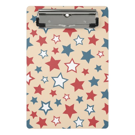 Red and Blue Stars, 4th of July, Beige Background Mini Klembord (Voorkant)