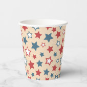 Red and Blue Stars, 4th of July, Beige Background Papieren Bekers (Voorkant)