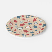 Red and Blue Stars, 4th of July, Beige Background Papieren Bordje (Gekanteld)
