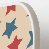 Red and Blue Stars, 4th of July, Beige Background Pickleball Paddle (Links Detail)