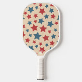 Red and Blue Stars, 4th of July, Beige Background Pickleball Paddle (Achterkant)