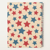 Red and Blue Stars, 4th of July, Beige Background Planner (Achterkant)