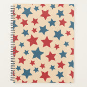 Red and Blue Stars, 4th of July, Beige Background Planner (Voorkant)