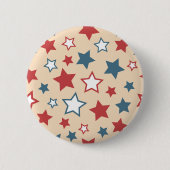 Red and Blue Stars, 4th of July, Beige Background Ronde Button 5,7 Cm (Voorkant)