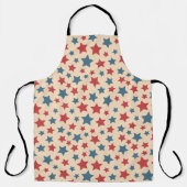Red and Blue Stars, 4th of July, Beige Background Schort (Voorkant)