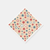 Red and Blue Stars, 4th of July, Beige Background Servet (Hoek)