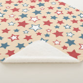 Red and Blue Stars, 4th of July, Beige Background Sherpa Deken (3/4)