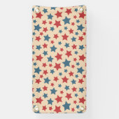 Red and Blue Stars, 4th of July, Beige Background Spandoek (Verticaal)
