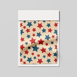 Red and Blue Stars, 4th of July, Beige Background Stof