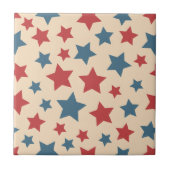 Red and Blue Stars, 4th of July, Beige Background Tegeltje (Voorkant)