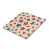 Red and Blue Stars, 4th of July, Beige Background Tegeltje (Zijkant)
