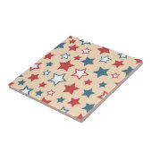 Red and Blue Stars, 4th of July, Beige Background Tegeltje (Zijkant)