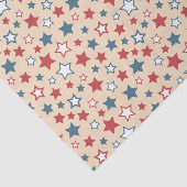 Red and Blue Stars, 4th of July, Beige Background Tissuepapier (Detail)