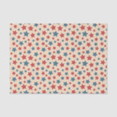 Red and Blue Stars, 4th of July, Beige Background Tissuepapier (Voorkant)