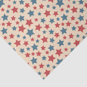 Red and Blue Stars, 4th of July, Beige Background Tissuepapier (Detail)
