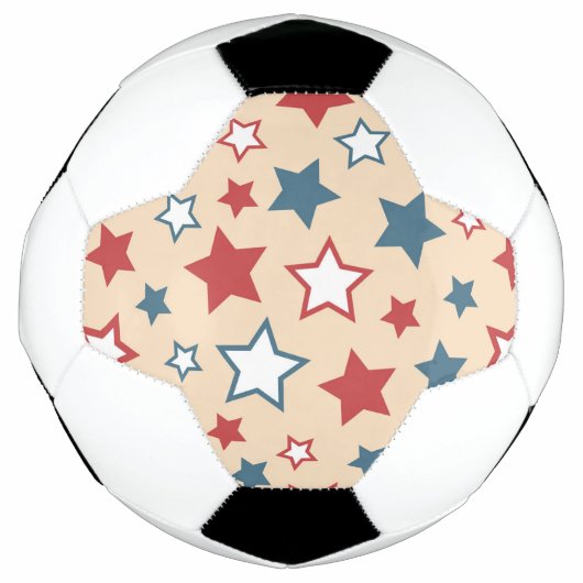 Red and Blue Stars, 4th of July, Beige Background Voetbal (Voorkant)