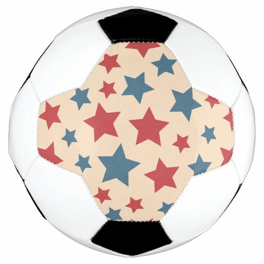 Red and Blue Stars, 4th of July, Beige Background Voetbal (Voorkant)