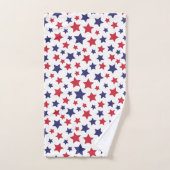 Red and Blue Stars, 4th of July, White Background Bad Handdoek (Handdoek)