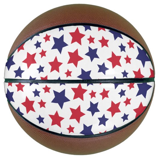 Red and Blue Stars, 4th of July, White Background Basketbal (Voorkant)