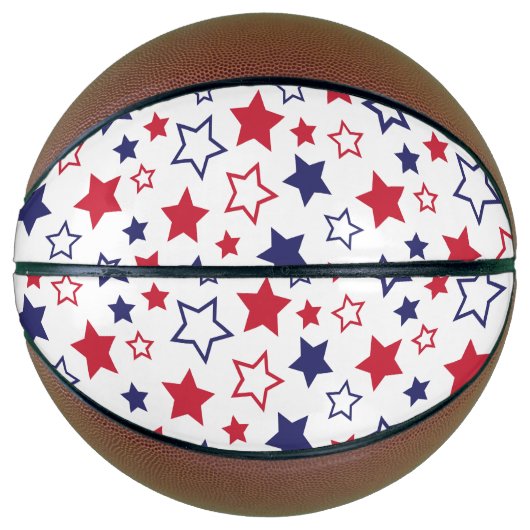 Red and Blue Stars, 4th of July, White Background Basketbal (Voorkant)