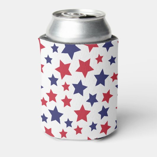 Red and Blue Stars, 4th of July, White Background Blikjeskoeler (Blikje Achterkant)