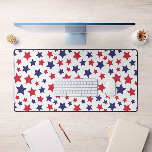 Red and Blue Stars, 4th of July, White Background Bureaumat (Kantoor 1)