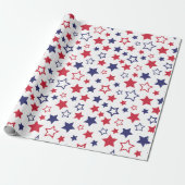 Red and Blue Stars, 4th of July, White Background Cadeaupapier (Uitgerold)