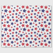 Red and Blue Stars, 4th of July, White Background Cadeaupapier (Vlak)