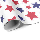Red and Blue Stars, 4th of July, White Background Cadeaupapier (Rol Hoek)