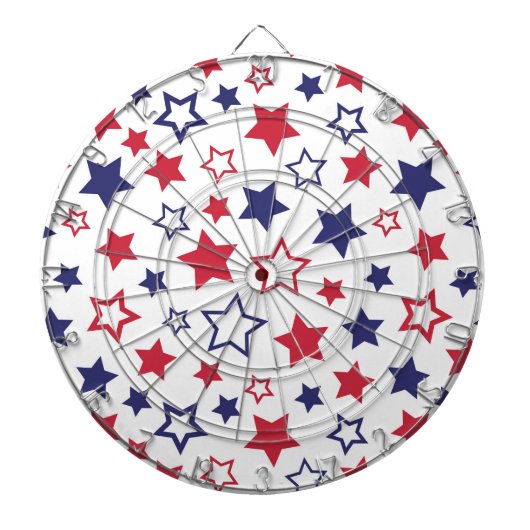 Red and Blue Stars, 4th of July, White Background Dartbord (Voorkant)