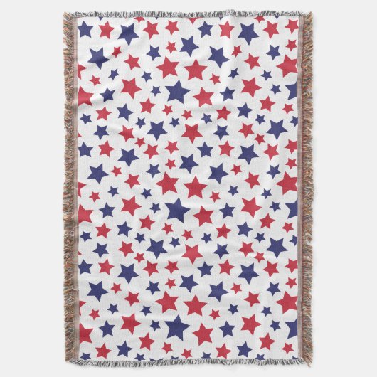 Red and Blue Stars, 4th of July, White Background Deken (Voorkant Verticaal)