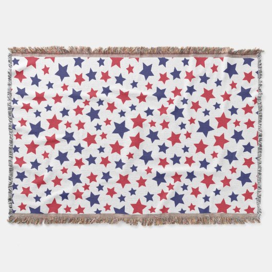 Red and Blue Stars, 4th of July, White Background Deken (Voorkant)