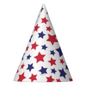 Red and Blue Stars, 4th of July, White Background Feesthoedjes (Links)