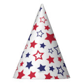 Red and Blue Stars, 4th of July, White Background Feesthoedjes (Links)
