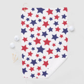 Red and Blue Stars, 4th of July, White Background Golfhanddoek (Insitu)