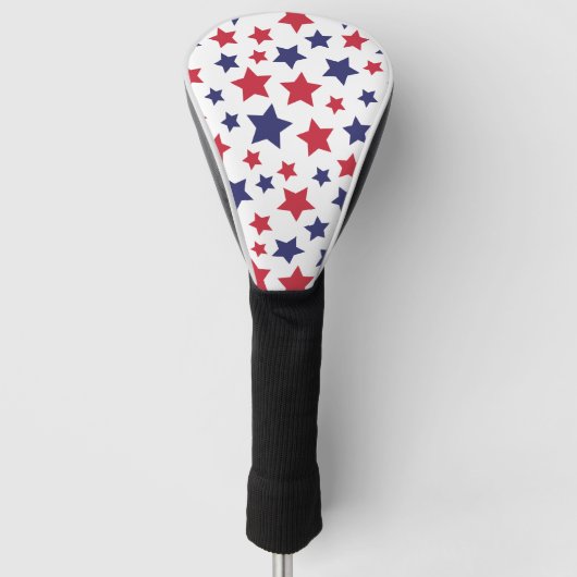 Red and Blue Stars, 4th of July, White Background Golfheadcover (Voorkant)