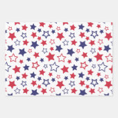 Red and Blue Stars, 4th of July, White Background Inpakpapier Vel (Voorkant)