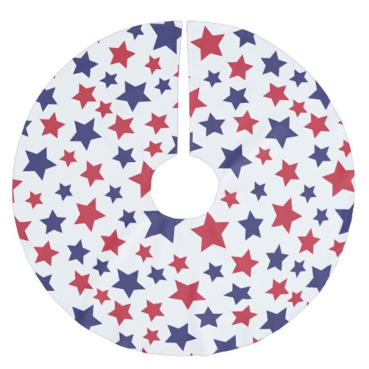 Red and Blue Stars, 4th of July, White Background Kerstboom Rok (Voorkant)