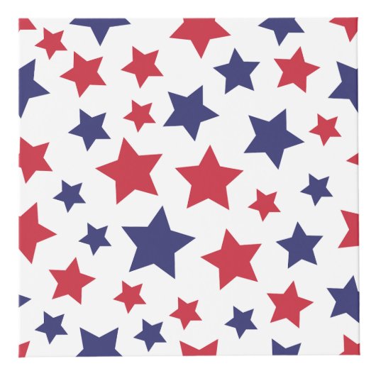 Red and Blue Stars, 4th of July, White Background Kubus (Rechts)