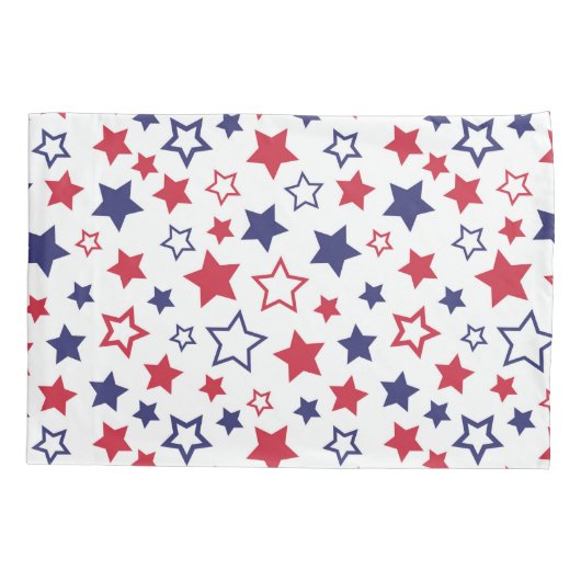Red and Blue Stars, 4th of July, White Background Kussensloop (Achterkant)