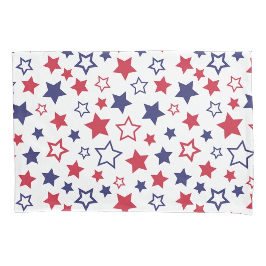 Red and Blue Stars, 4th of July, White Background Kussensloop (Voorkant)