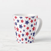 Red and Blue Stars, 4th of July, White Background Latte Mok (Rechterhoek)
